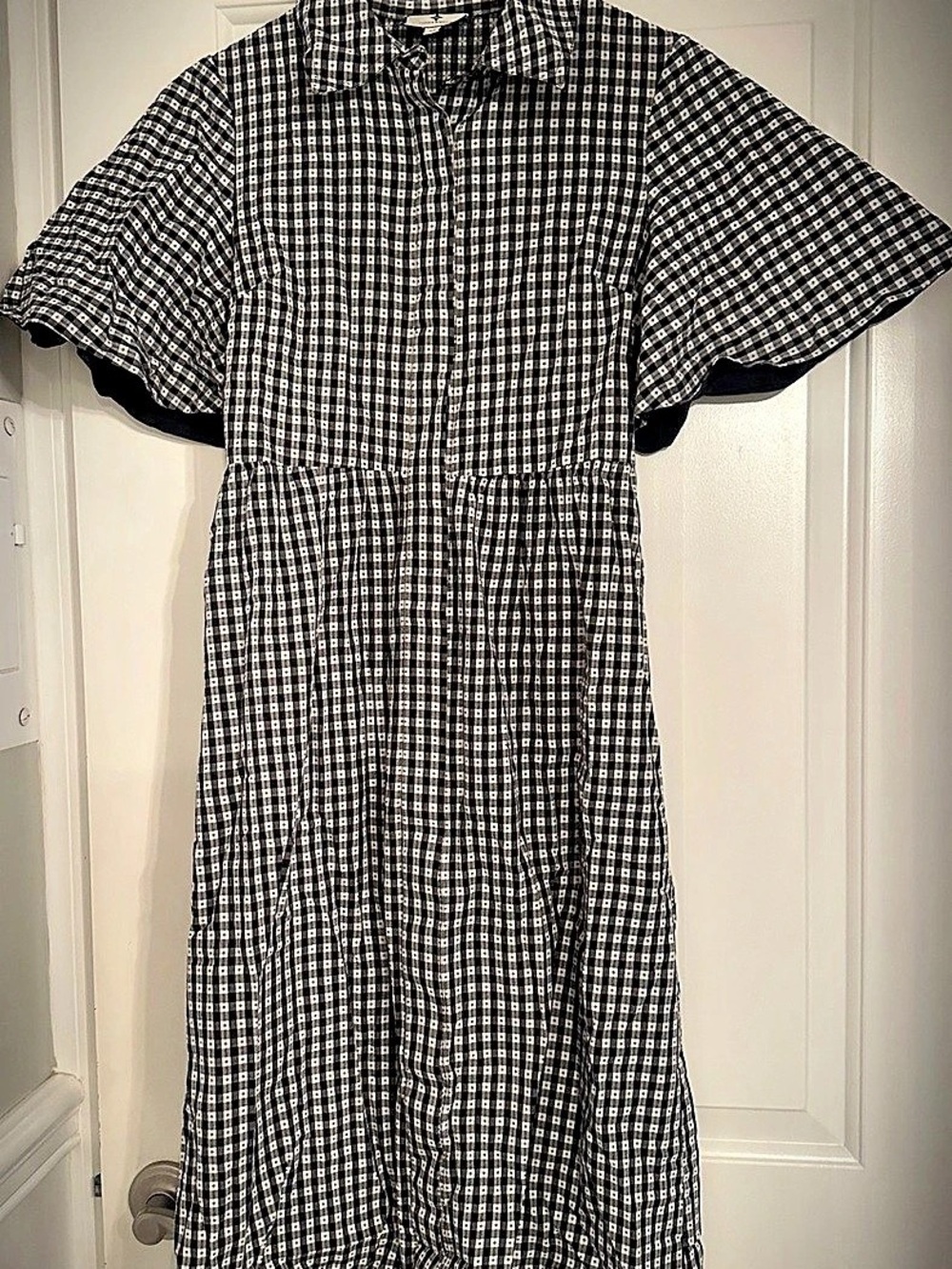 Tuckernuck Black Gingham Cape Chloe Dress Black & White Size XS